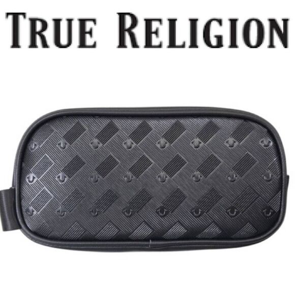 True Religion Vail Horseshoe Logo Dopp Bag- Black - Picture 1 of 9